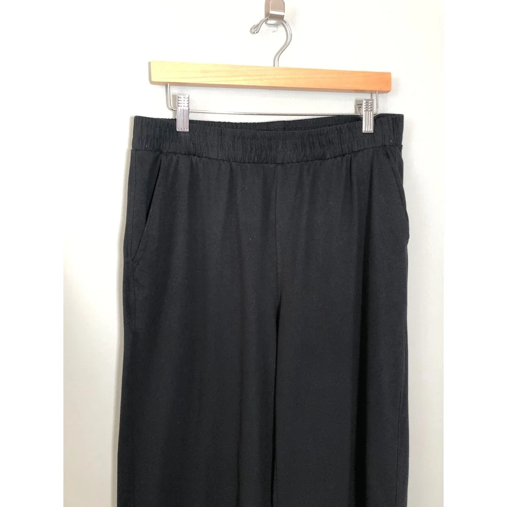 Yogalicious Lux Avenue Wide Leg Pant Women Large Black Elastic Waist Pockets
